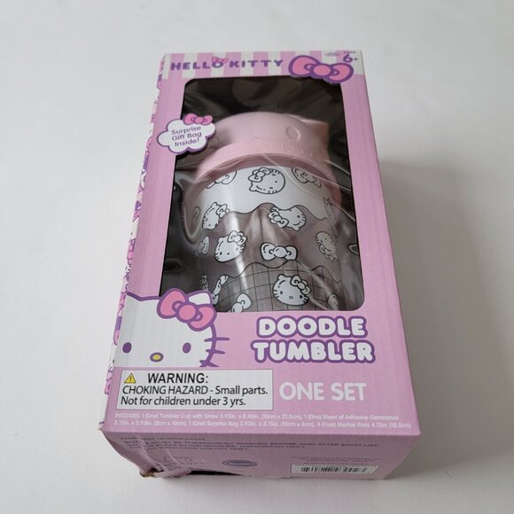 HELLO KITTY Doodle Tumbler with Straw and Surprise Gift Bag inside, Sanrio new - Picture 2 of 13